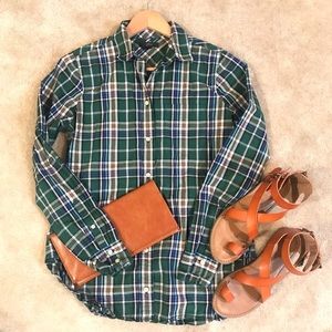 J. Crew Blue, Green & White Plaid Button Down